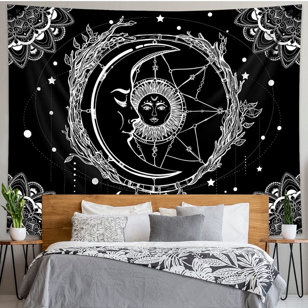 White starry dreamcatcher tapestry